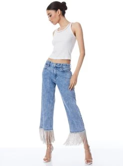 AMAZING CRYSTAL EMBELLISHED HEM JEAN -Alice And Olivia CD379301EMBG437 05