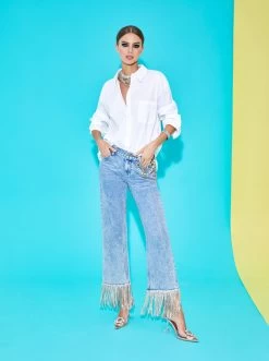 AMAZING CRYSTAL EMBELLISHED HEM JEAN -Alice And Olivia CD379301EMBG437 07