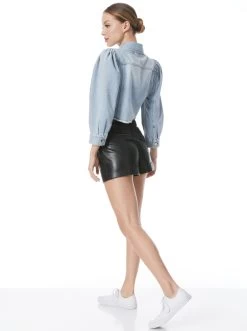 LANA PUFF SLEEVE DENIM JACKET WITH RAW HEM