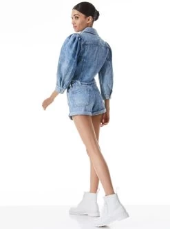 LANA CROPPED PUFF SLEEVE DENIM JACKET