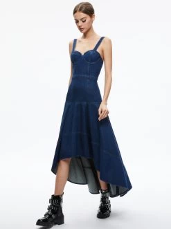 DONELLA DENIM HIGH LOW DRESS -Alice And Olivia CD863101LVTD435 03