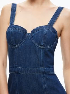 DONELLA DENIM HIGH LOW DRESS -Alice And Olivia CD863101LVTD435 04