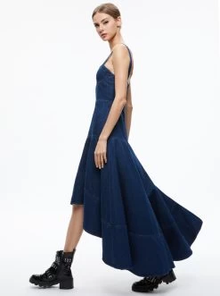 DONELLA DENIM HIGH LOW DRESS -Alice And Olivia CD863101LVTD435 05