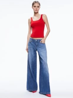 CHAZ LOW RISE BAGGY WIDE LEG JEANS -Alice And Olivia CD904117IBLO476 05