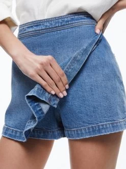 LAKELYN DENIM SKORT -Alice And Olivia CD908200IBLO476 04