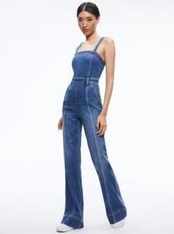 MELODY BRAIDED STRAP DENIM JUMPSUIT -Alice And Olivia CD909301LBLP476 05