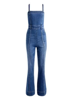 MELODY BRAIDED STRAP DENIM JUMPSUIT -Alice And Olivia CD909301LBLP476 06