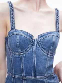 RAYLENE DENIM BUSTIER MINI DRESS -Alice And Olivia CD922301ABLN476 04
