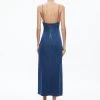 JULIETTA DENIM SLIP DRESS WITH SLIT -Alice And Olivia CD924116ABLN476 02