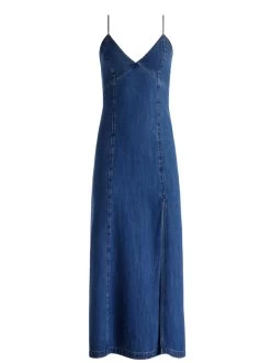 JULIETTA DENIM SLIP DRESS WITH SLIT -Alice And Olivia CD924116ABLN476 06