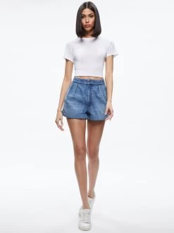 CONRY PLEATED DENIM SHORT -Alice And Olivia CD954117IBLO476 03