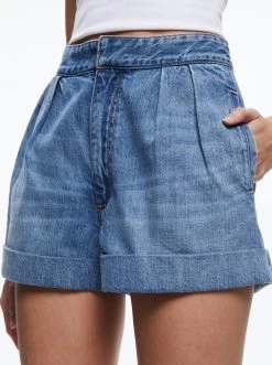 CONRY PLEATED DENIM SHORT -Alice And Olivia CD954117IBLO476 04