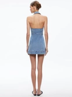 KENDALL DENIM HALTER MINI DRES