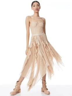 MARITZA BUSTIER ASYMMETRIC MIDI DRESS -Alice And Olivia CG302L13510B920 05