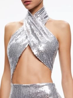 MAY HALTER NECK SEQUIN GOWN -Alice And Olivia CG303E54518A041 04