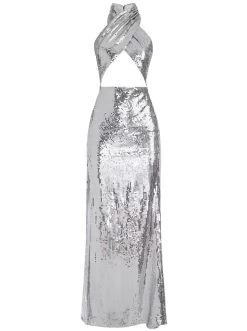 MAY HALTER NECK SEQUIN GOWN -Alice And Olivia CG303E54518A041 06