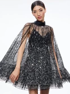 ZENON EMBELLISHED CAPE MINI DRESS 8 ZENON EMBELLISHED CAPE MINI DRESS -Alice And Olivia CG308E25516Z021 03