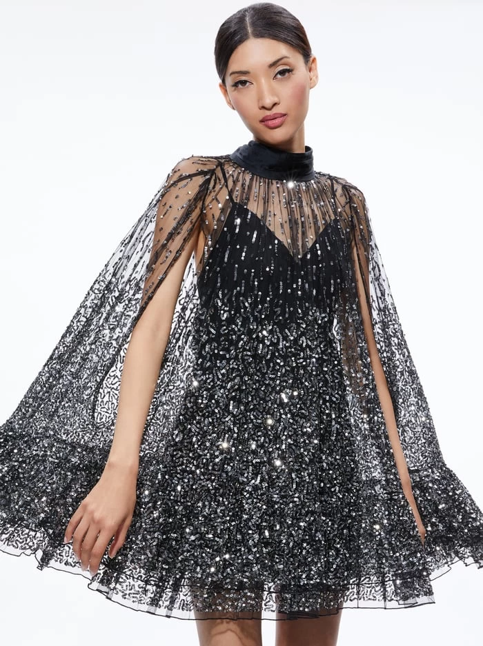 ZENON EMBELLISHED CAPE MINI DRESS 4 ZENON EMBELLISHED CAPE MINI DRESS - Image 2