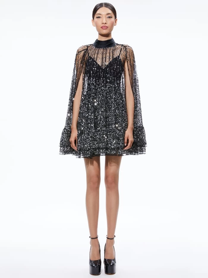 ZENON EMBELLISHED CAPE MINI DRESS 6 ZENON EMBELLISHED CAPE MINI DRESS - Image 4