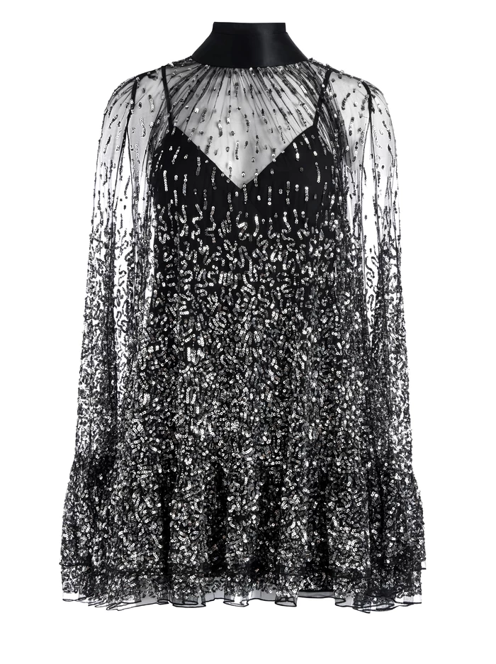 ZENON EMBELLISHED CAPE MINI DRESS 7 ZENON EMBELLISHED CAPE MINI DRESS - Image 5