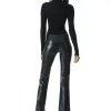 OLIVIA VEGAN LEATHER BOOTCUT PANT -Alice And Olivia CL000J16133A001 02
