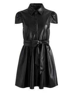 CAROLYN VEGAN LEATHER SHIRT DRESS -Alice And Olivia CL000J16515A001 06